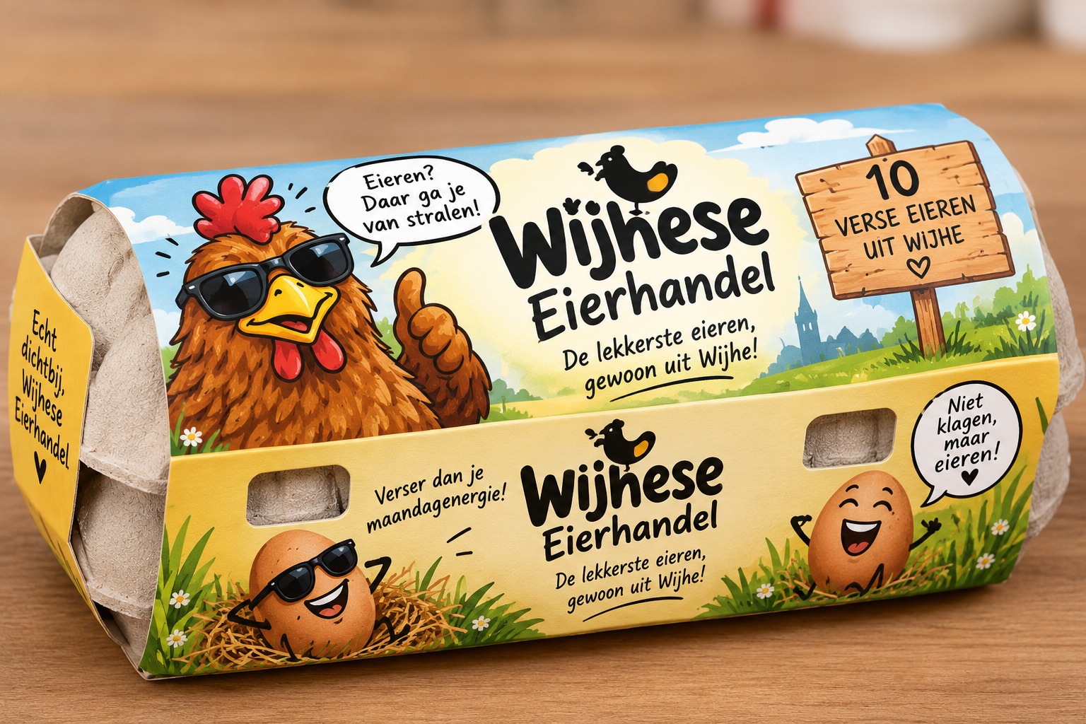Doosje met 10 verse eieren van Wiejese Eierhandel